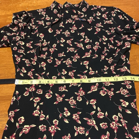 Modcloth Womens Size 6 Enjoy Every Moment Keyhole Black Floral Belted Midi Dress - Picture 12 of 16